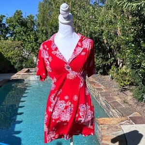 Free People Red Floral Mini Dress